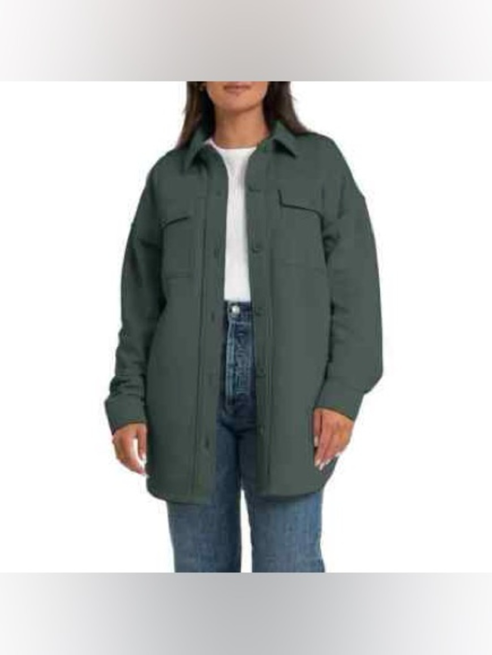 LazyPants Long Fleece Shacket -Forest Green